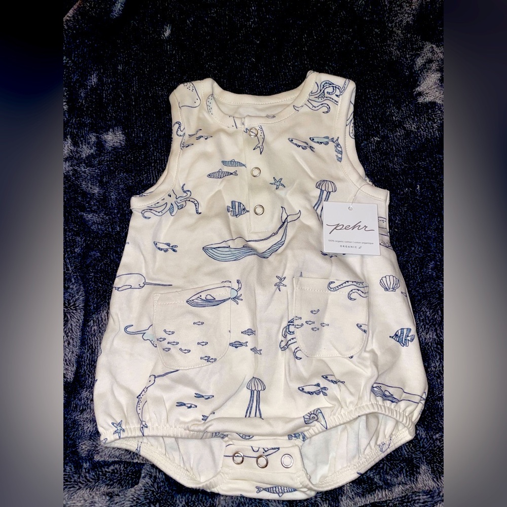 Pehr Organic Cotton Life Aquatic One Piece 6-12 mo